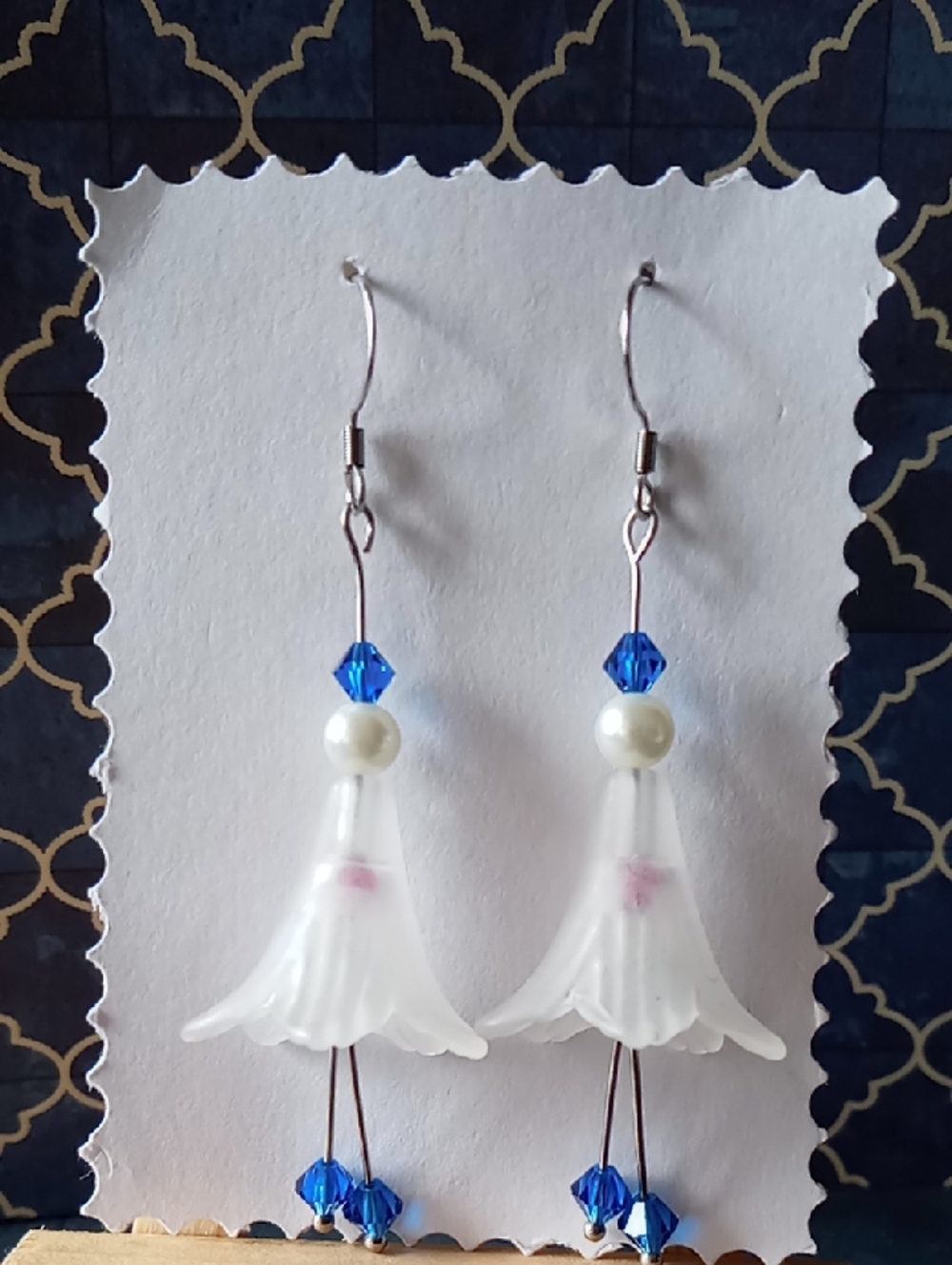"Midnight Blues" Flower Earrings